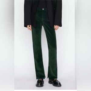 Frame Le Mini Boot Slit Corduroy Pants Jeans in Pine Green Size 29
